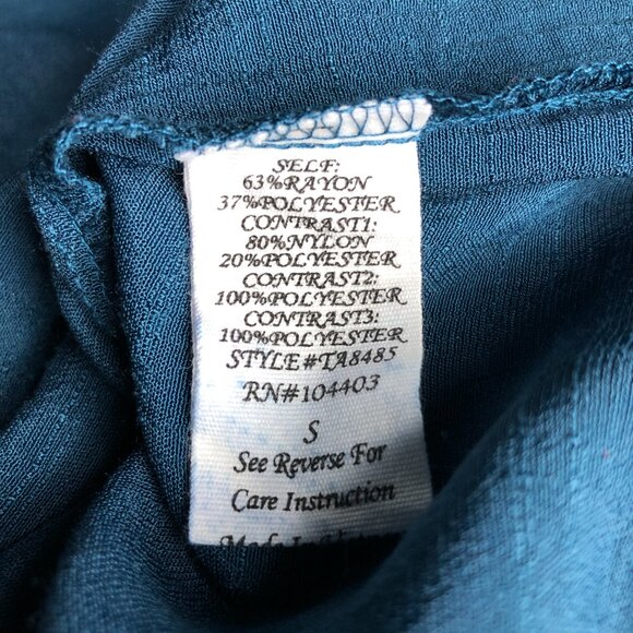 Blue Embroidered Blouse High Lace Collar V-neck Size Small Elegant Holidays - Picture 12 of 16